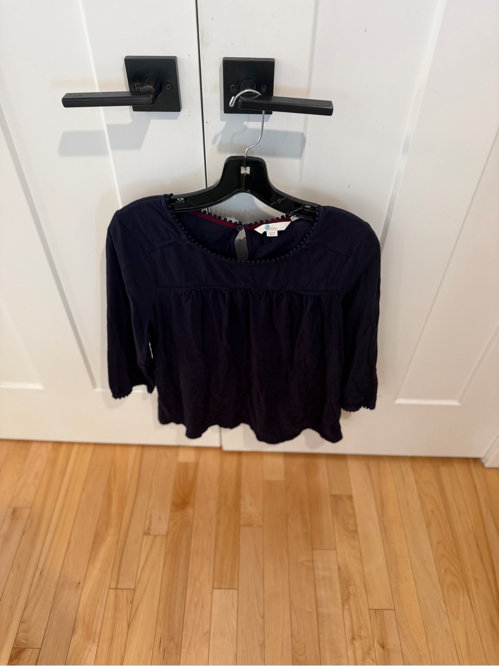 Boden Navy Peasant Blouse